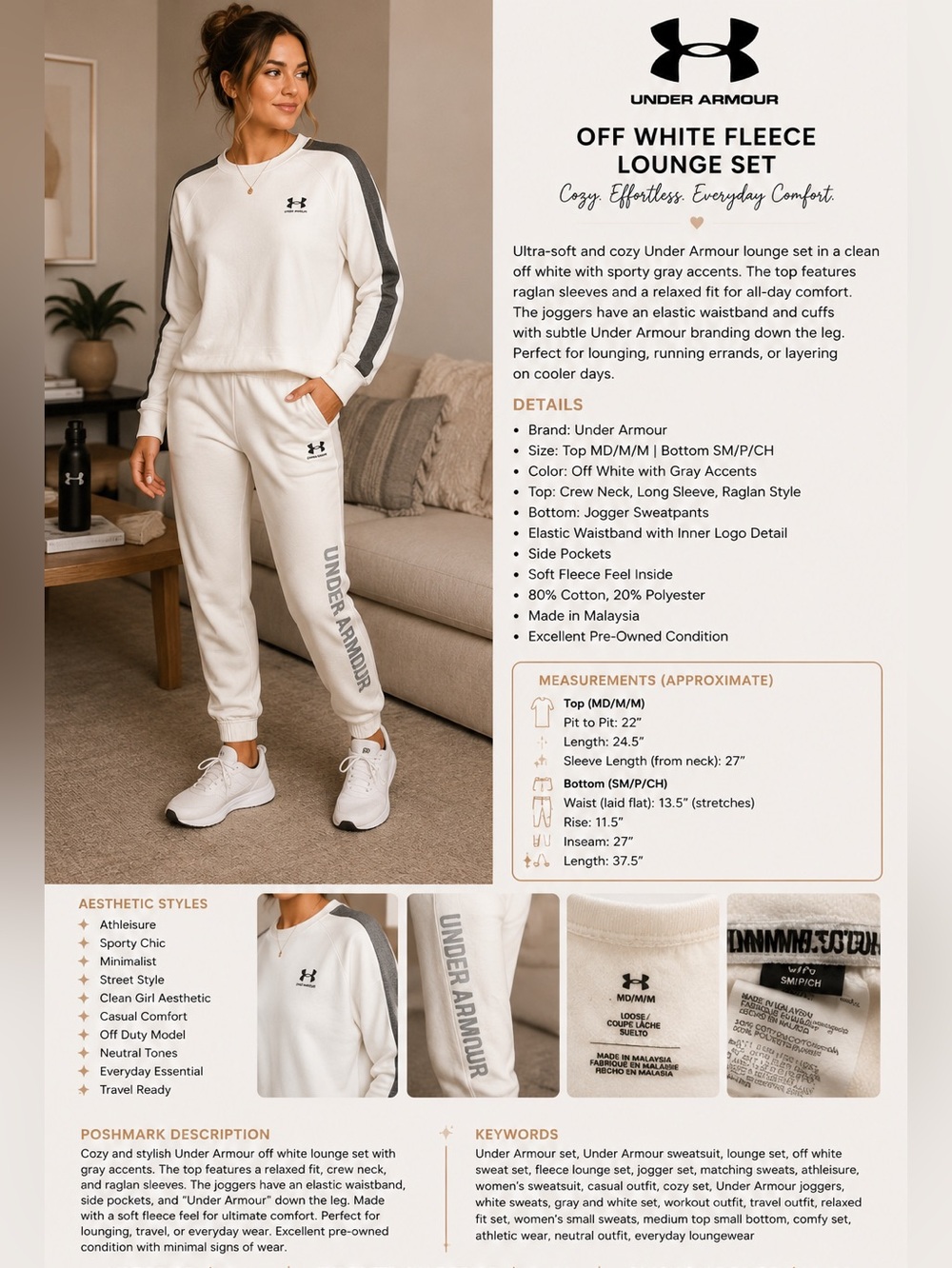 Under Armour womens White Long Sleeve Top with Gray Shoulder Panels